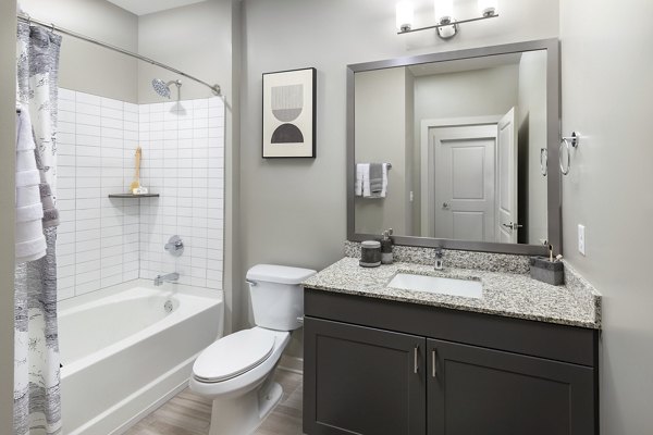 Modern bathroom with sleek fixtures at Elan Sweetwater Creek Apartments