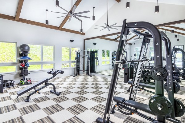 State-of-the-art fitness center with modern equipment at Elan Sweetwater Creek Apartments, ideal for active living