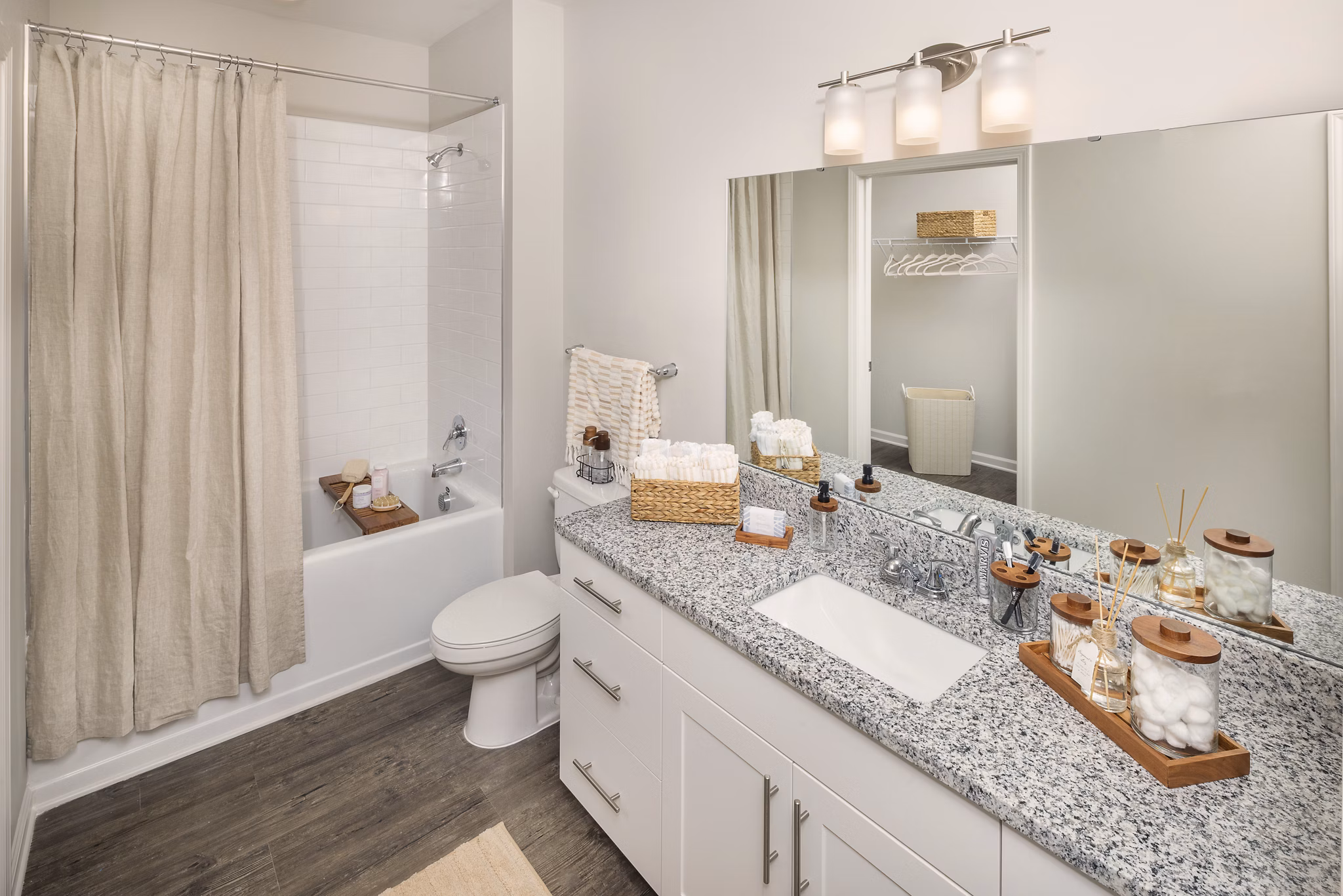 Bathroom featuring sleek fixtures and modern design at Prose New Hope Apartments