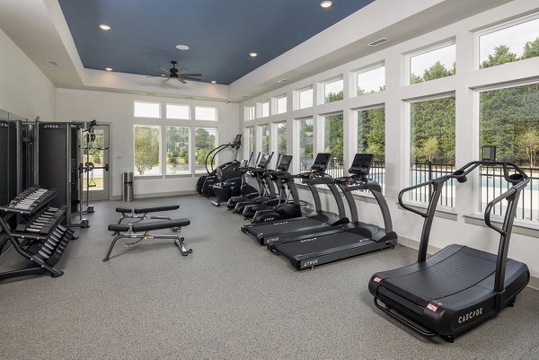Fully equipped fitness center at Prose New Hope Apartments offering modern gym facilities for residents