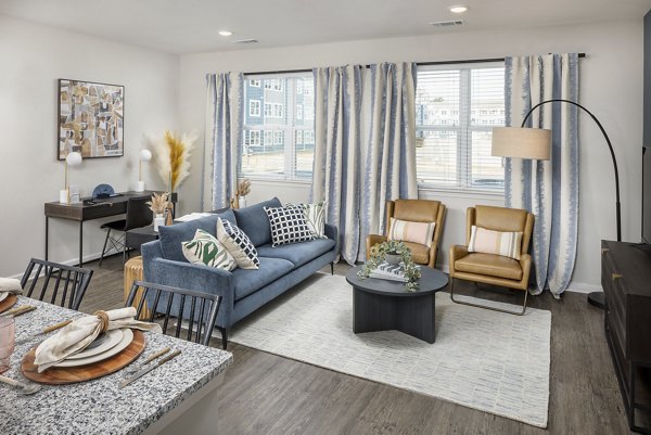 Spacious living room featuring modern furnishings in Prose New Hope Apartments