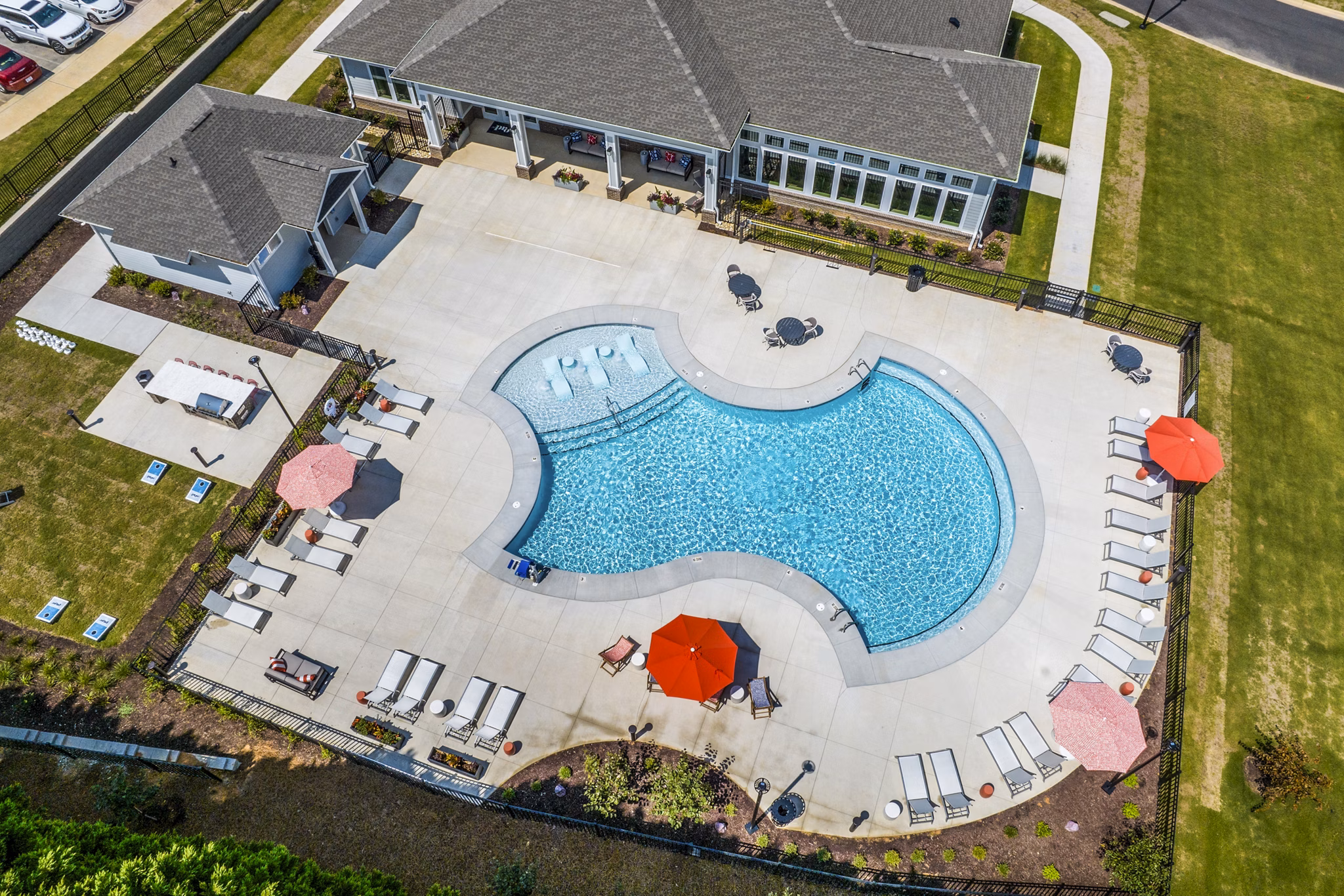 Resort-style outdoor pool at Prose New Hope Apartments, offering luxury relaxation and leisure for residents