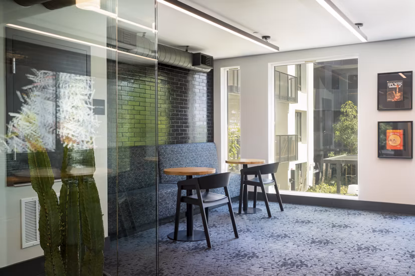 Stylish clubhouse with modern decor at Prado Apartments