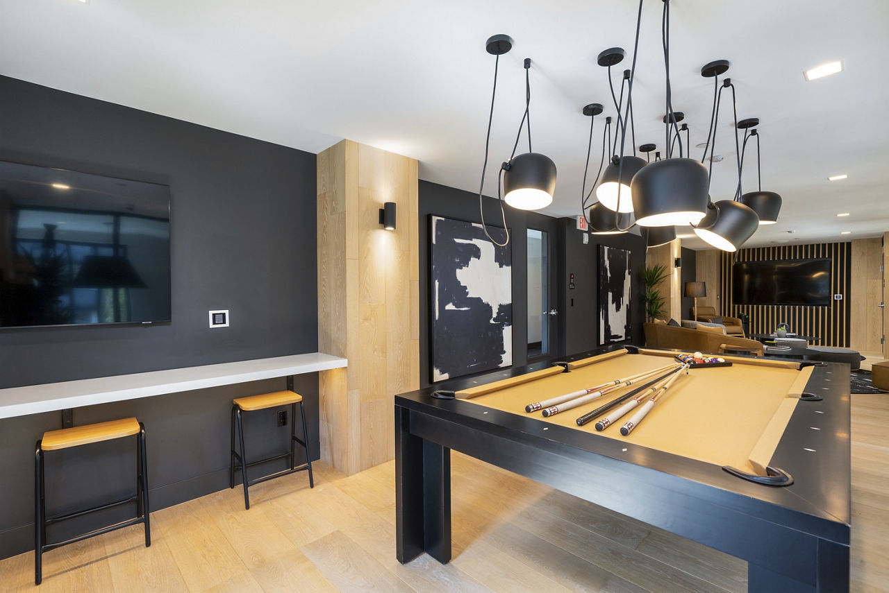 Game room at Prado Apartments