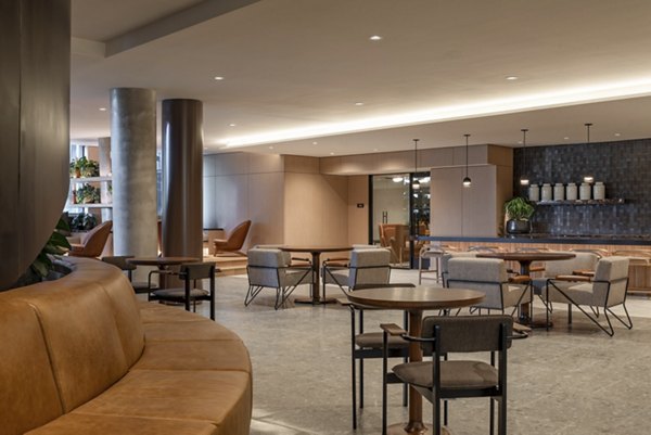 Elegant lobby with contemporary design elements in The Hale luxury apartments, perfect for welcoming residents and guests in style