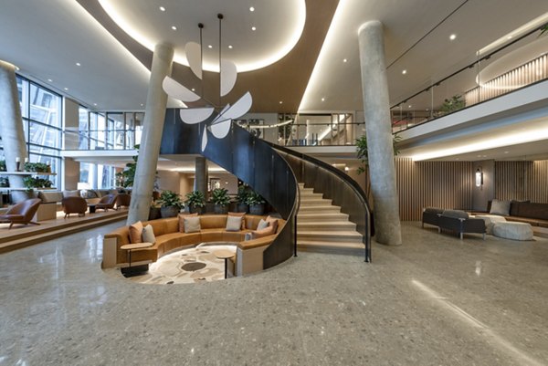 Elegant lobby with contemporary design elements at The Hale luxury apartments