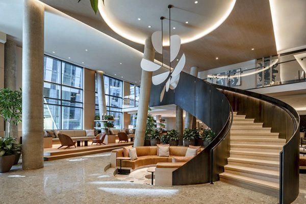 Luxe lobby with chic decor and modern seating at The Hale luxury apartments