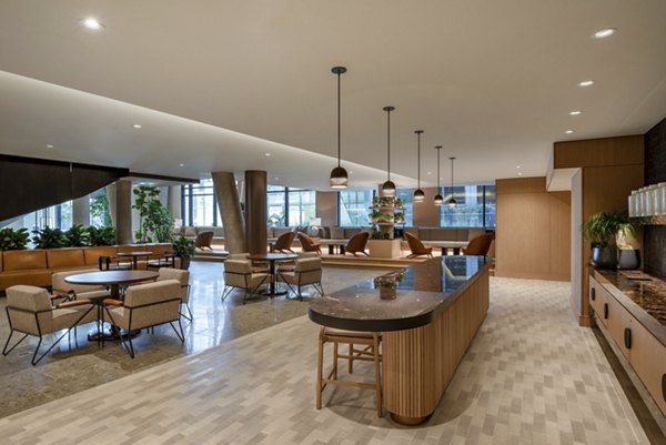 Modern lobby with chic seating and art installations at The Hale luxury apartments