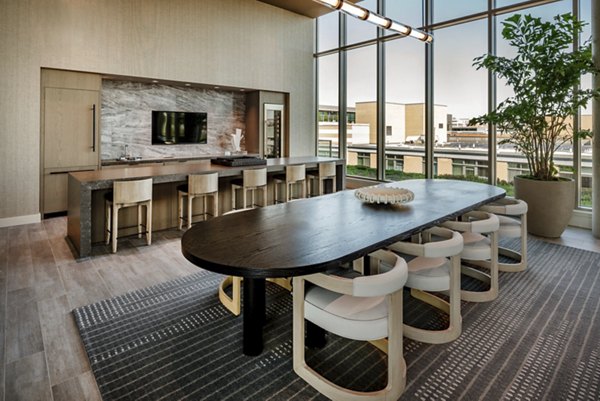 The Hale: Elegant lobby with marble flooring and modern decor in luxury apartments