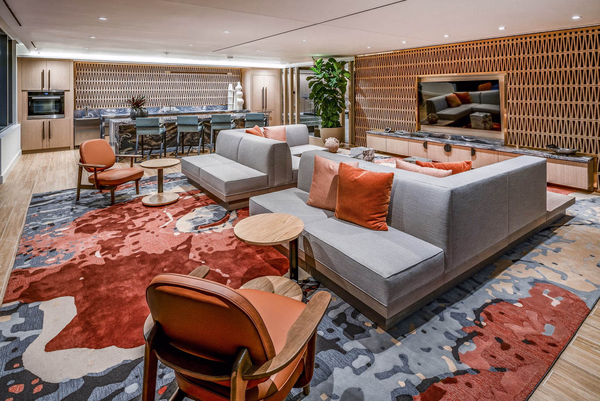 Lobby area featuring modern design elements in The Hale luxury apartments