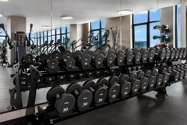 fitness center at The Metlo Apartments