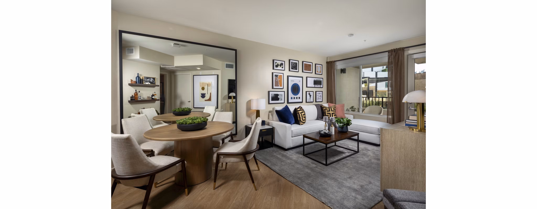 Modern kitchen with stainless steel appliances at Rae on Sunset Apartments