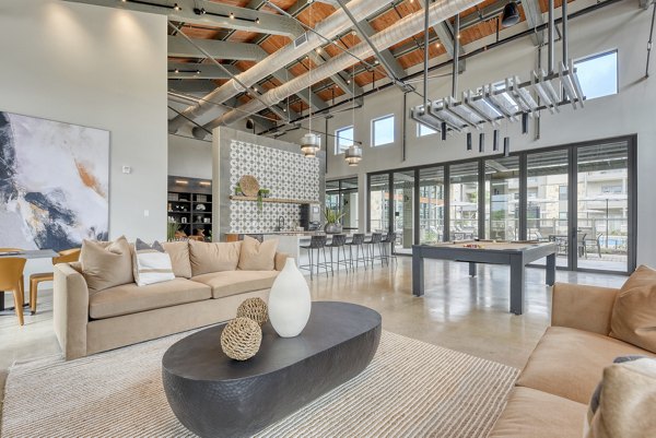 Modern clubhouse featuring elegant seating areas at Tacara Gruene Apartments