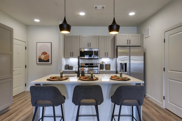 Gourmet kitchen with stainless steel appliances at Tacara Gruene Apartments