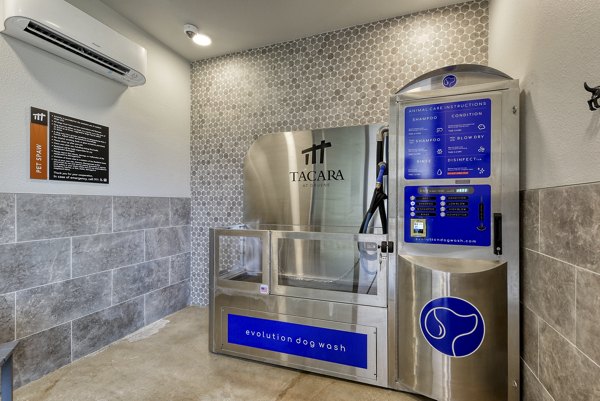 Convenient dog wash station at Tacara Gruene Apartments, offering pet-friendly amenities for residents