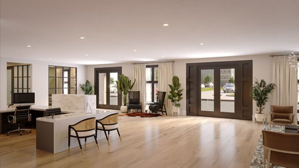 Clubhouse featuring modern design and ample seating at The Whitby luxury apartments
