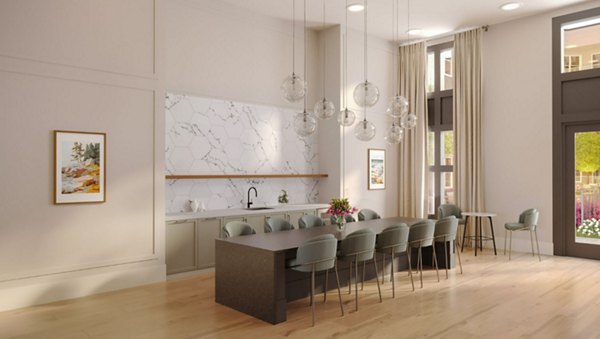 Clubhouse featuring modern decor and cozy seating at The Whitby Luxury Apartments in a Greystar community