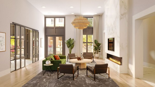 Spacious clubhouse featuring modern decor and ample seating at The Whitby luxury apartments