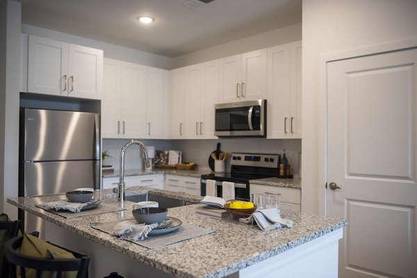 Kitchen with sleek countertops and modern appliances at The Whitby luxury apartments