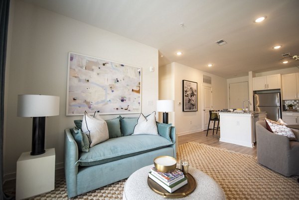 Living room with elegant design and modern decor at The Whitby luxury apartments
