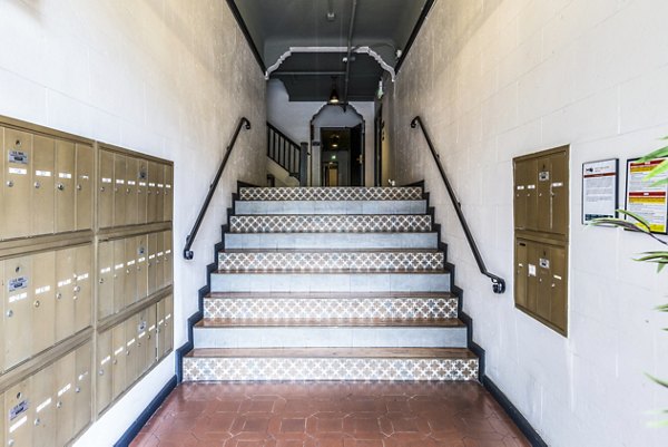 Inviting clubhouse hallway entrance at Del Mor Apartments, a luxury community by Greystar
