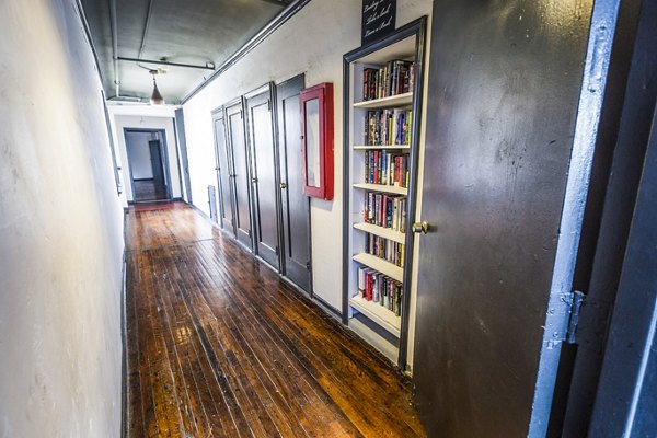 Modern clubhouse hallway with stylish decor at Del Mor Apartments