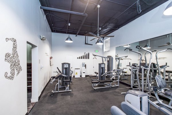 Modern fitness center with state-of-the-art equipment at Del Mor Apartments