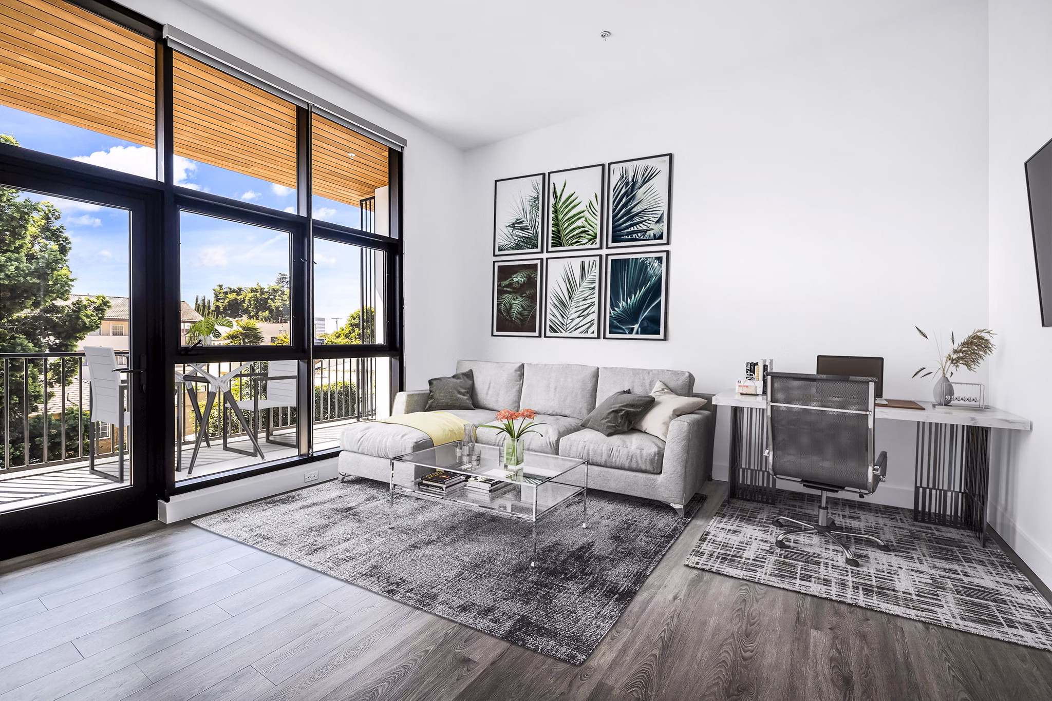 Contemporary studio home office and living room at Edendale Crossing Apartments near Greystar luxury apartment offerings