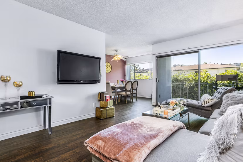 Modern living room with stylish decor at The Fulton Apartments