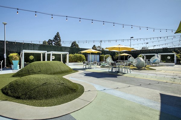 Tranquil courtyard with lush landscaping at Milano Apartments