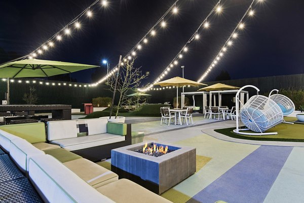 Serene courtyard with lush landscaping at Milano Apartments
