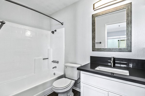 Modern bathroom with elegant fixtures at Nova Townhomes Apartments