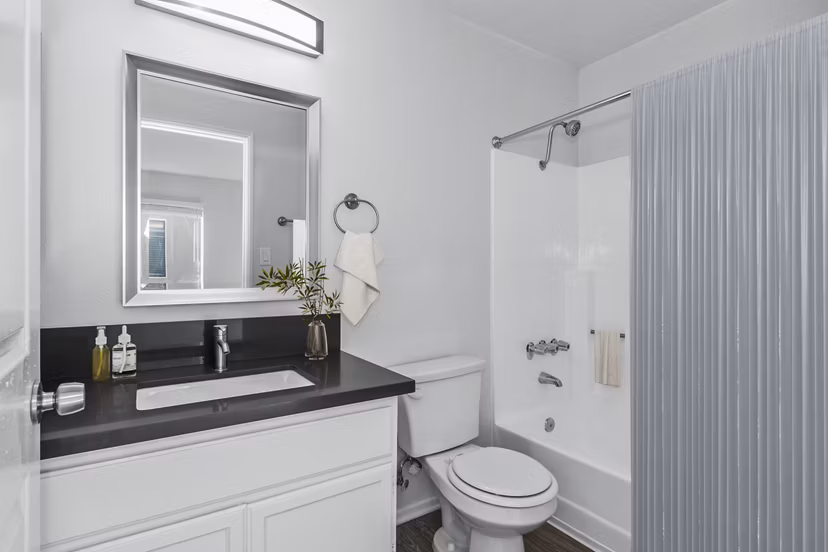 Modern bathroom with sleek finishes at Nova Townhomes Apartments