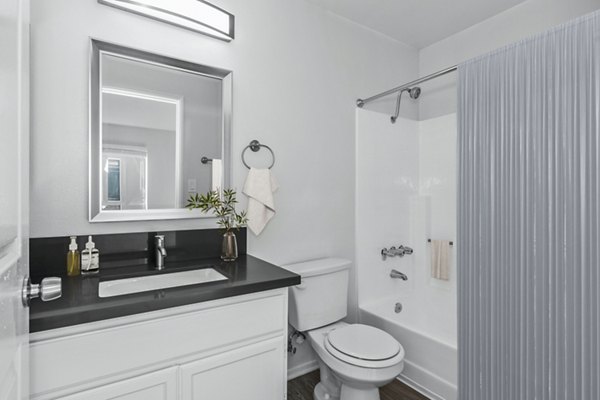 Modern bathroom with sleek finishes at Nova Townhomes Apartments