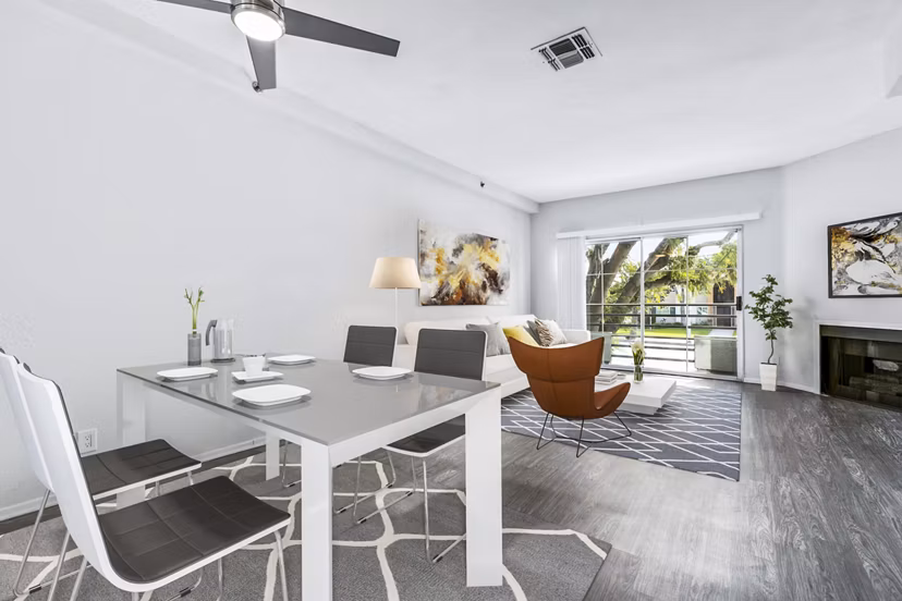 Elegant dining room with contemporary design at Nova Townhomes Apartments