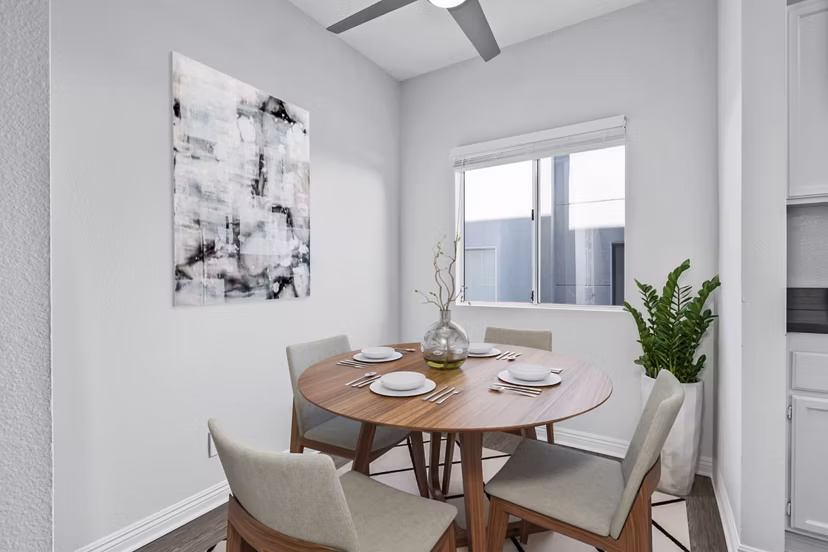 Elegant dining room with modern decor in Nova Townhomes Apartments