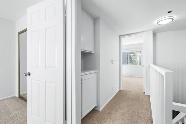 hallway and stairway at Nova Townhomes Apartments