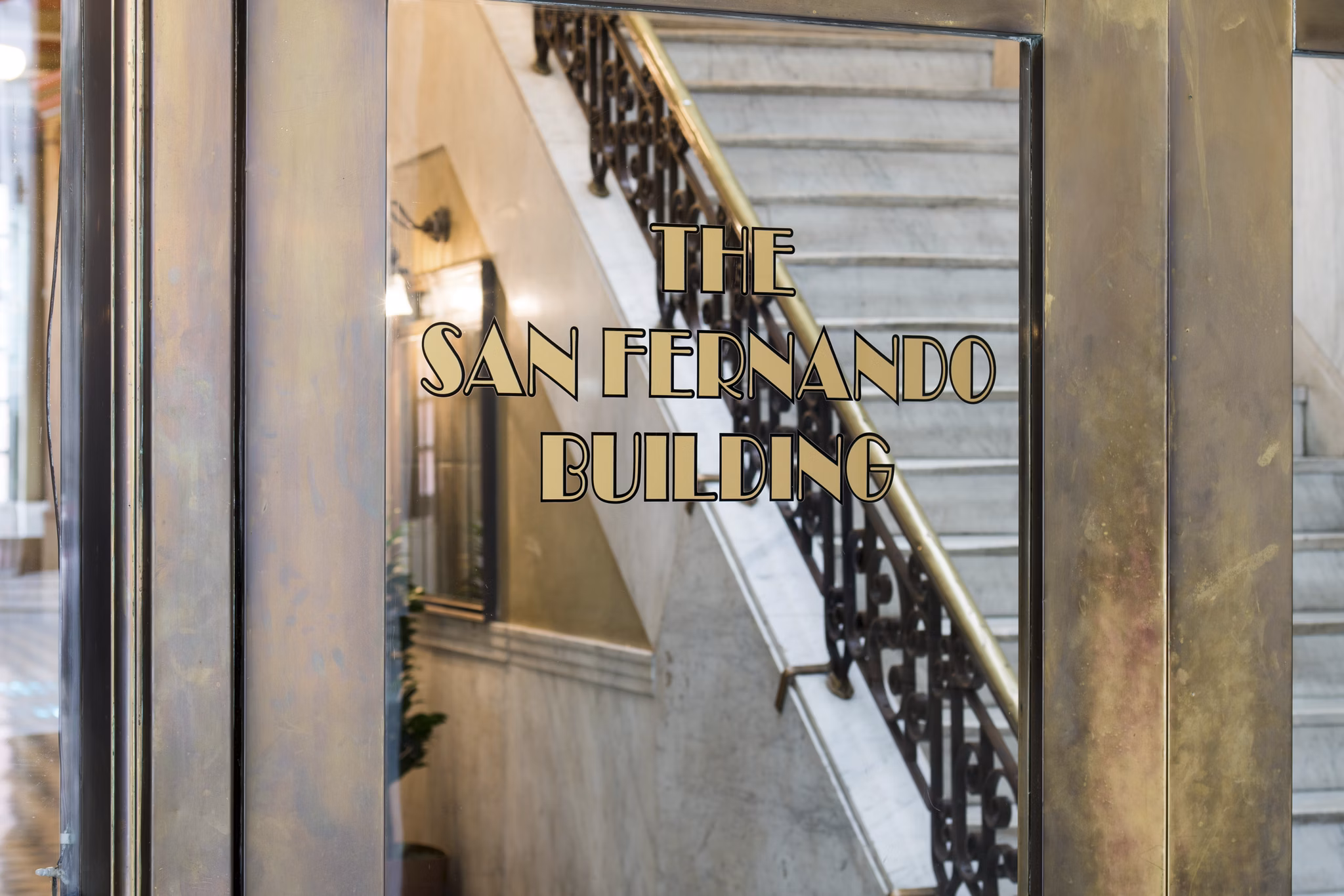 Signage at historic San Fernando Building Apartments, a luxury living destination in downtown Los Angeles