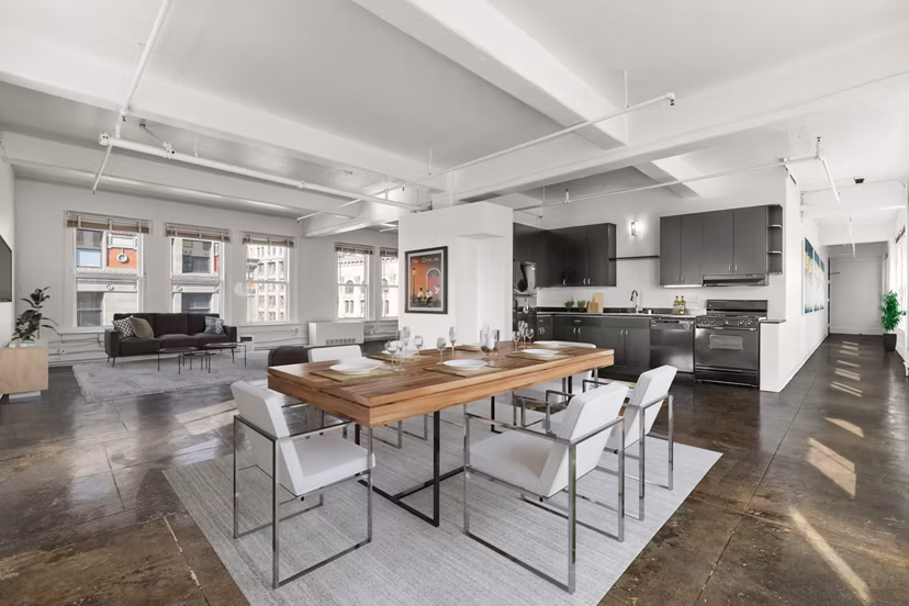 Elegant dining area with modern decor at San Fernando Building Apartments in Los Angeles, perfect for luxury dining experiences