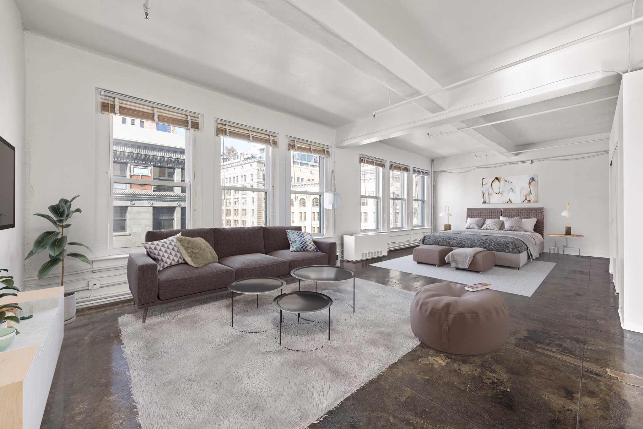 Modern kitchen with stainless steel appliances in San Fernando Building Apartments, luxury living space