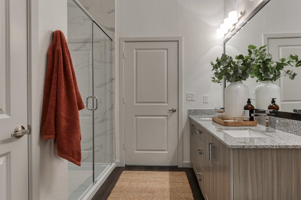 Modern bathroom featuring sleek fixtures at Park at Stone Oak Apartments