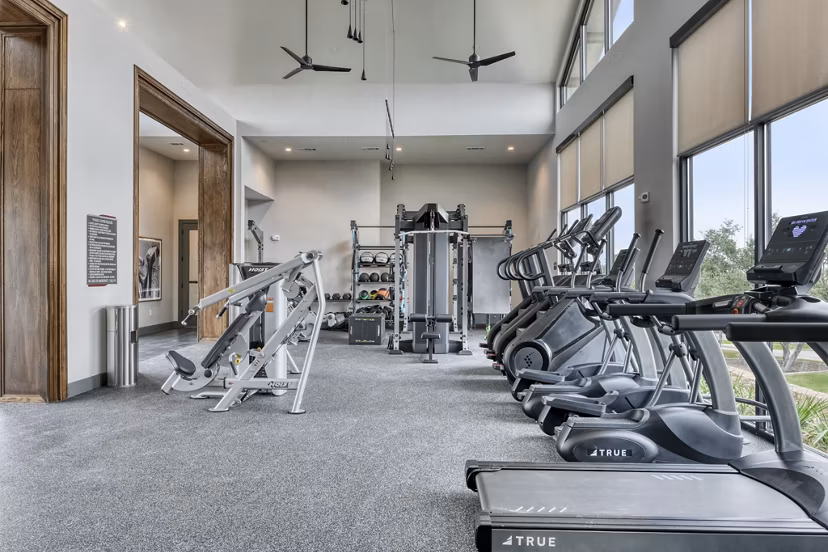 fitness center at Park at Stone Oak Apartments
