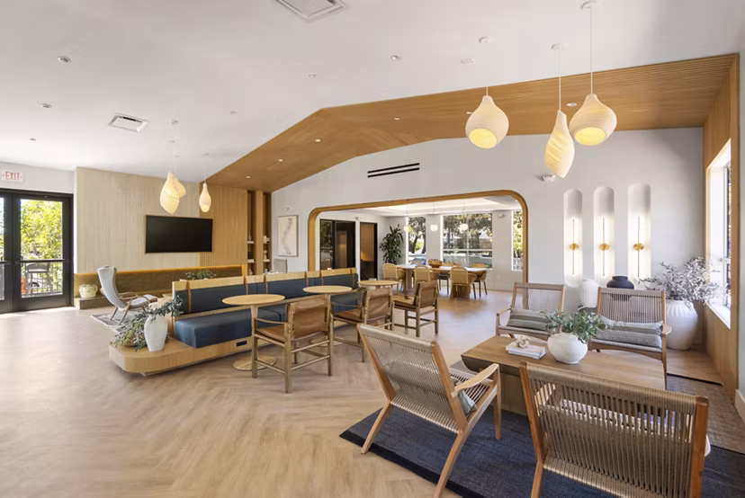 Luxurious clubhouse with modern design at Barcelona Apartments in the Greystar community