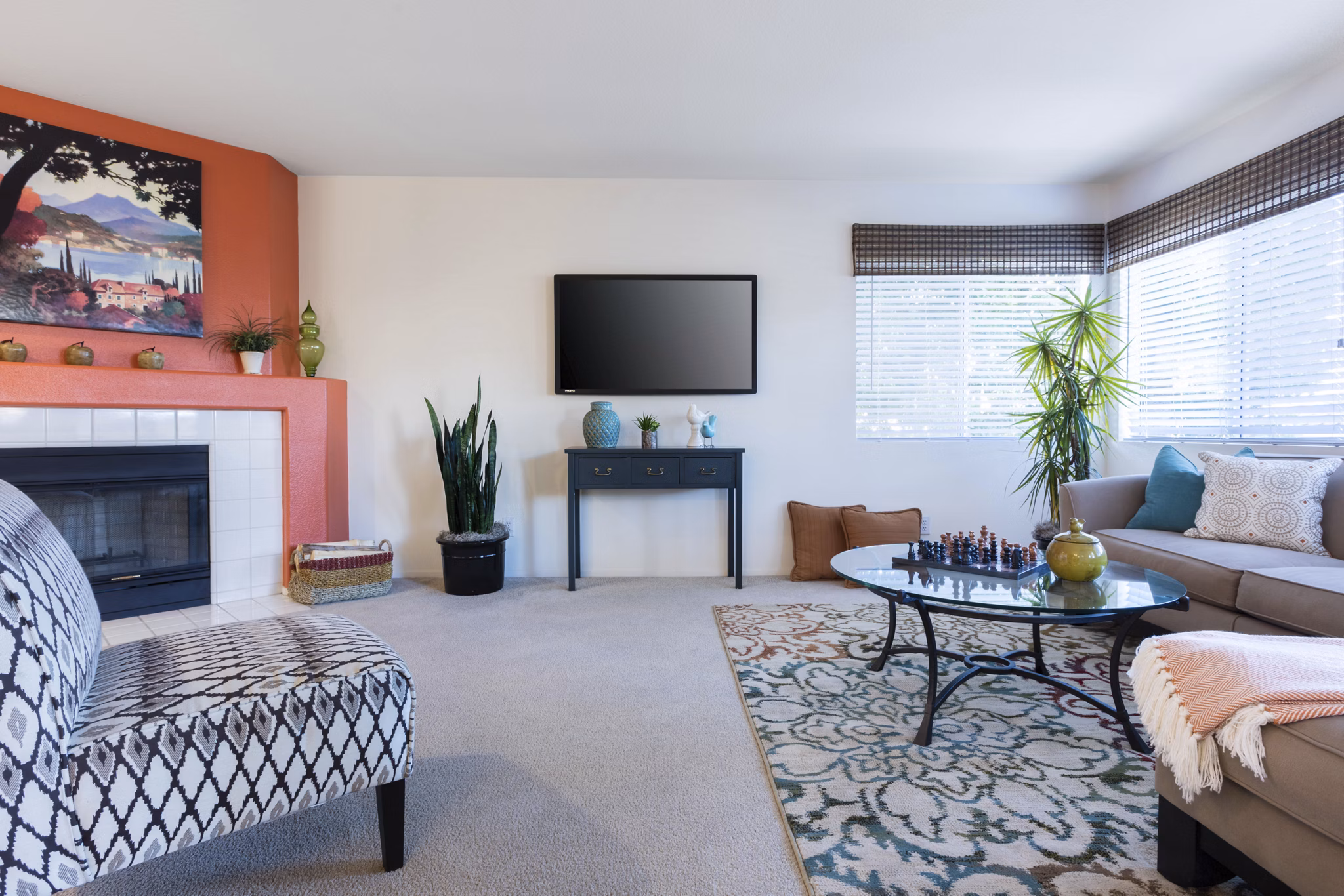 Living room at Barcelona Apartments: Comfortable seating with contemporary decor in Greystar's luxury apartment community
