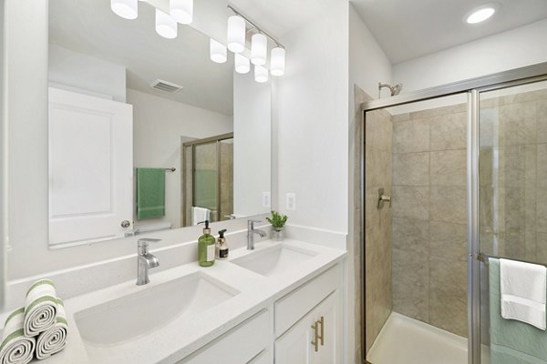 bathroom at The Current at Watershed Apartments