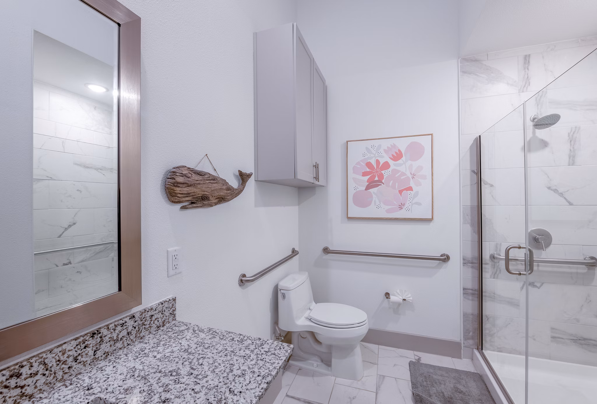 Luxurious bathroom with modern fixtures in The Beverley at Denton Apartments