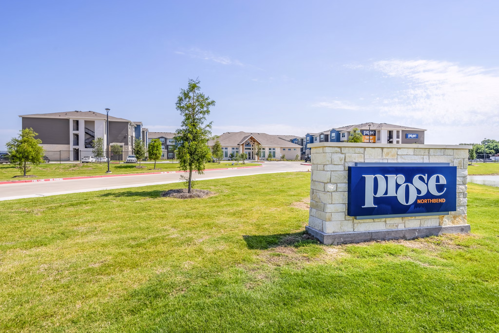 Prose Northbend Apartments: Modern signage at luxury apartments near Northbend's scenic landscapes