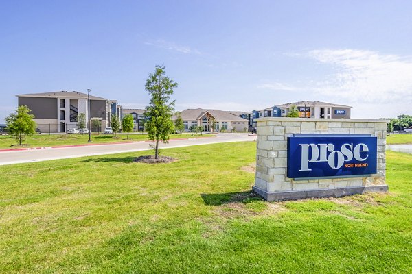 Prose Northbend Apartments: Modern signage at luxury apartments near Northbend's scenic landscapes