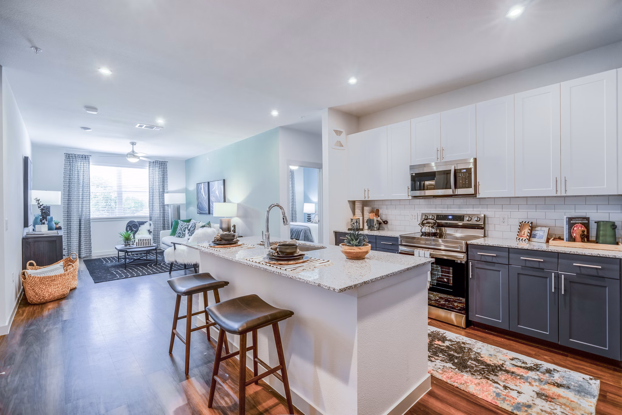 Modern kitchen with stainless steel appliances at Prose Northbend Apartments
