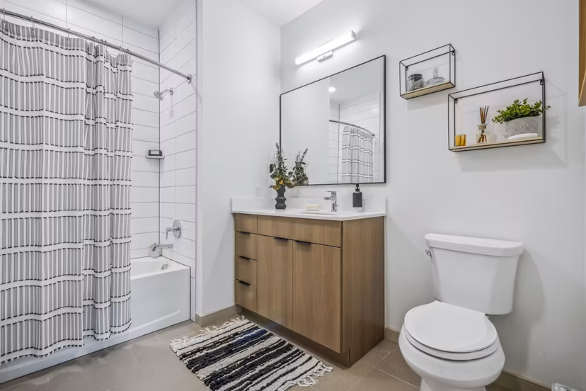 Modern bathroom with sleek fixtures at Enclave at Raritan Apartments